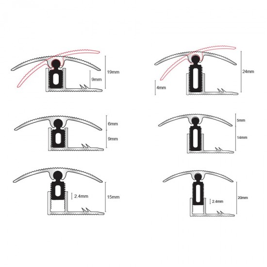 Raccordo e base in alluminio - sistema a clip