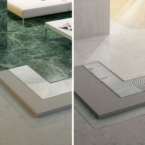 System for installation of green marble and white marble