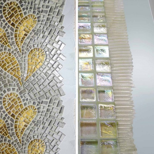 Sistema per la posa di mosaici artistici e mosaici vetrosi